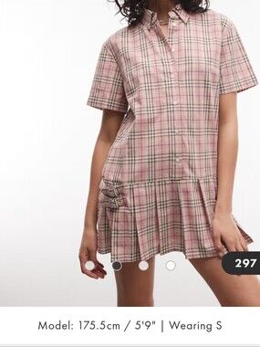 The Ragged Priest Pink Plaid Short-Sleeve Button Mini Dress
